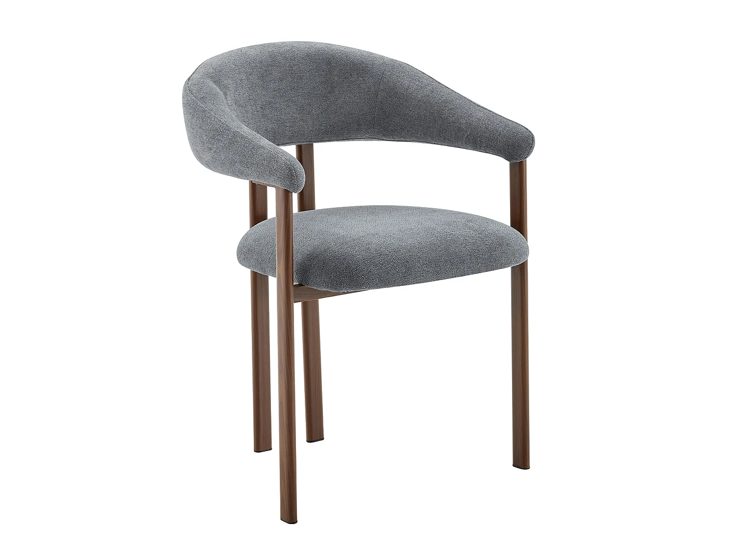 Set van 4 linnen eetkamerstoelen met metalen poten - Grijs