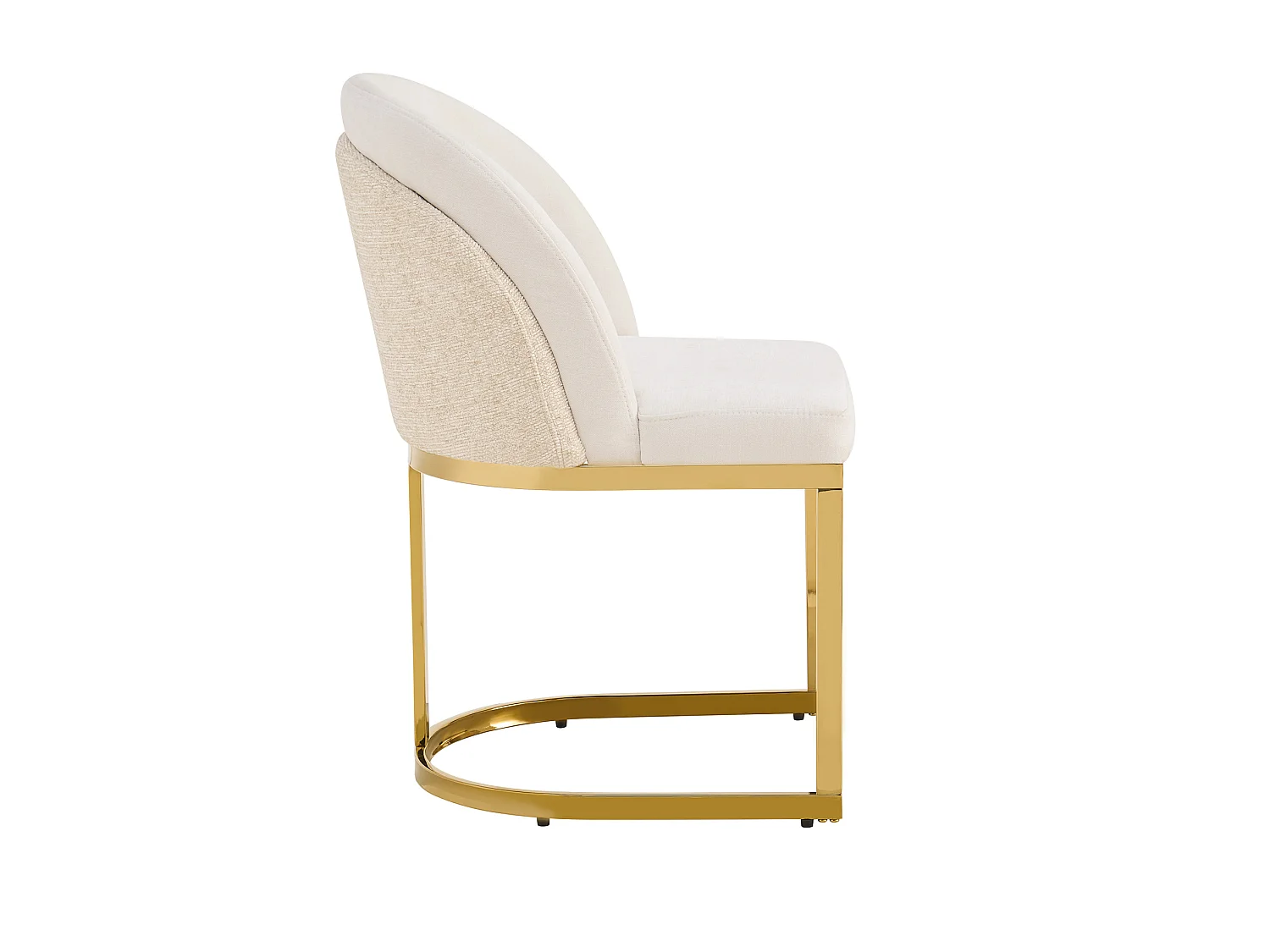 Set van 2 stoelen met gouden metalen poten - Beige chenillestof