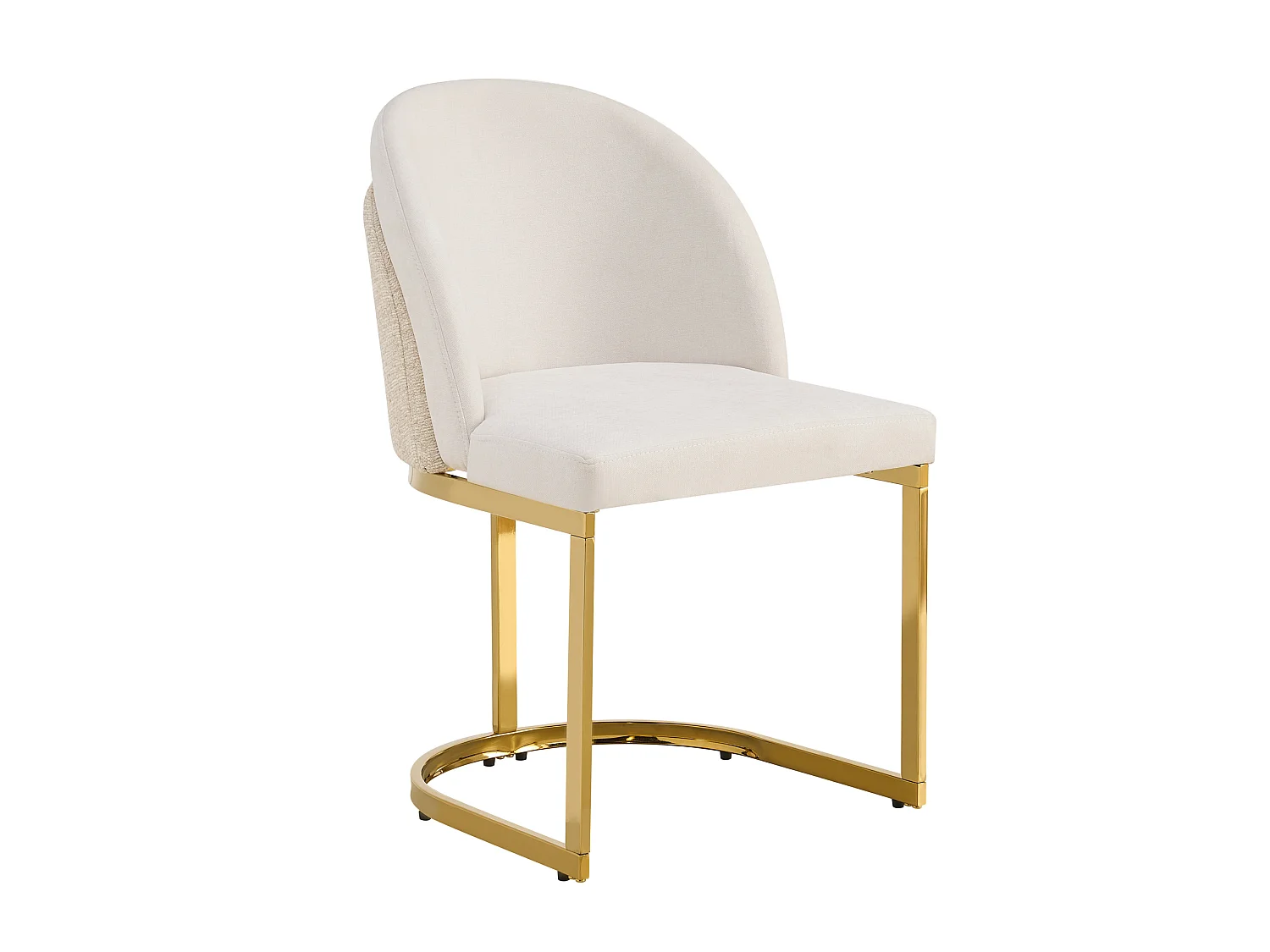 Set van 2 stoelen met gouden metalen poten - Beige chenillestof