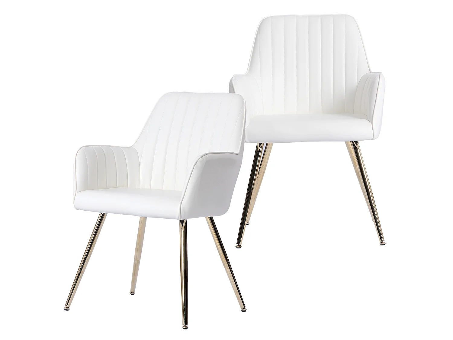 Set van 2 stoelen met gouden metalen poten - Wit kunstleer