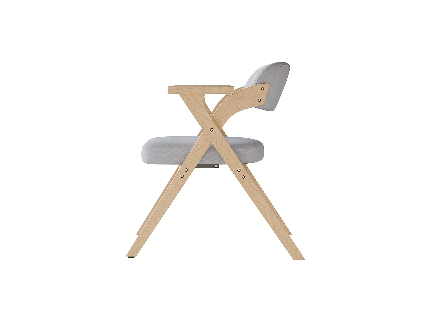 Set van 2 opklapbare stoelen in grijs linnen met armleuningen - Licht naturel