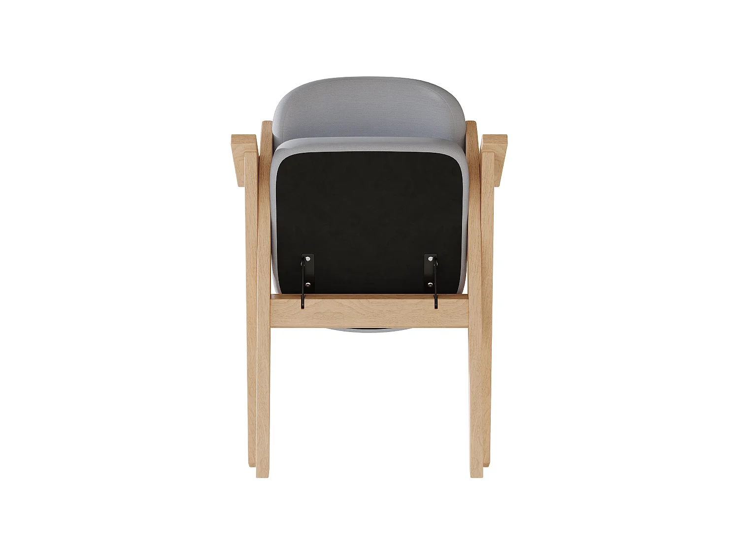 Set van 2 opklapbare stoelen in grijs linnen met armleuningen - Licht naturel