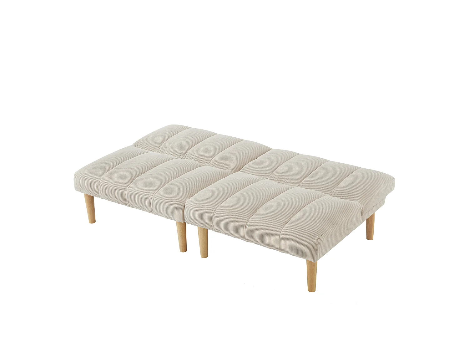 Canapé convertible 2 places en velours côtelé avec dossier réglable 3 positions - Beige