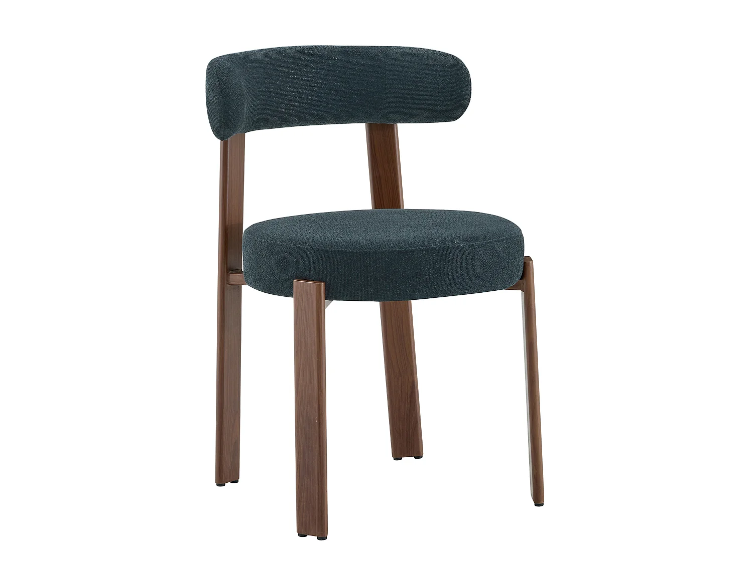 Juego de 4 sillas de comedor con patas de madera - Lino negro