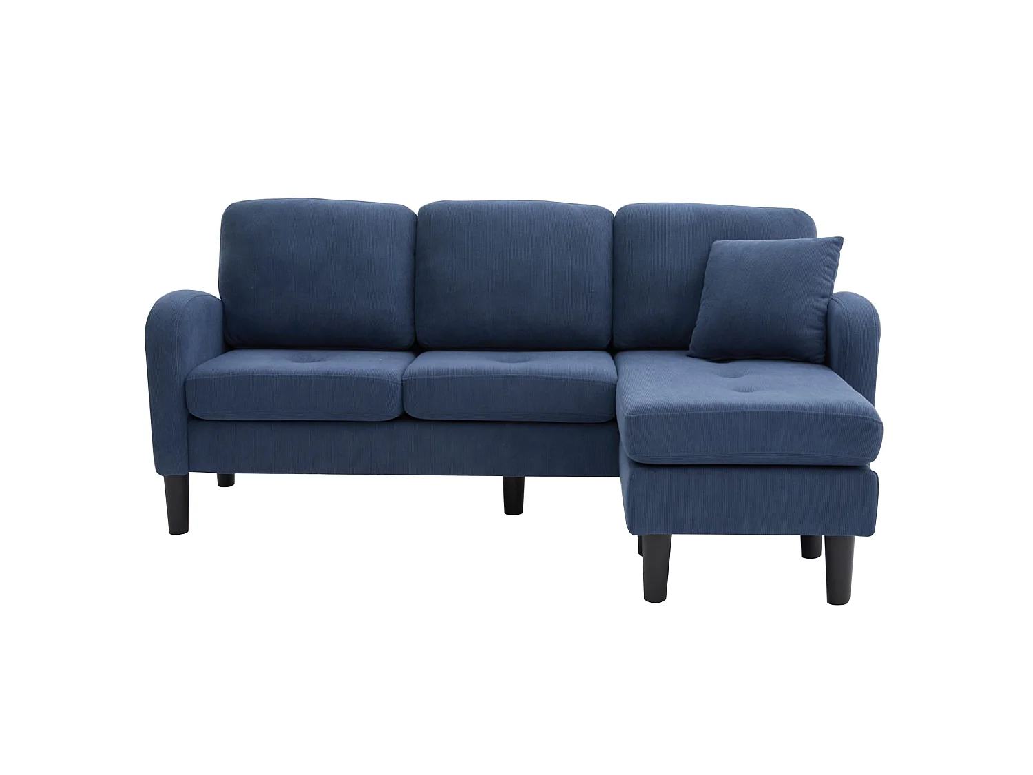 Canapé d'angle modulable 3 places 166 x 188 cm avec méridienne - Velours côtelé bleu