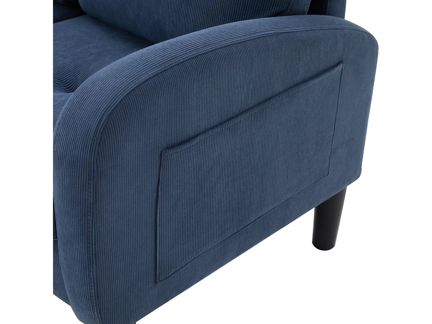 Canapé d'angle modulable 3 places 166 x 188 cm avec méridienne - Velours côtelé bleu