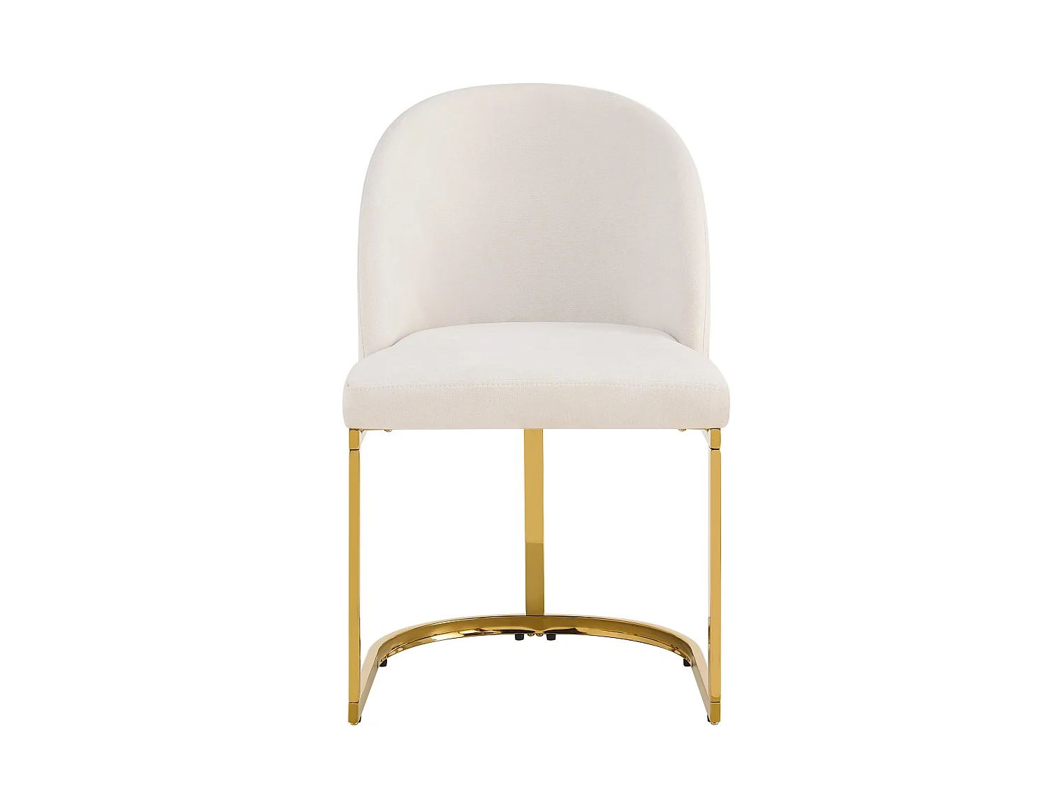 Lot de 6 chaises avec pieds en métal doré - Tissu en chenille beige