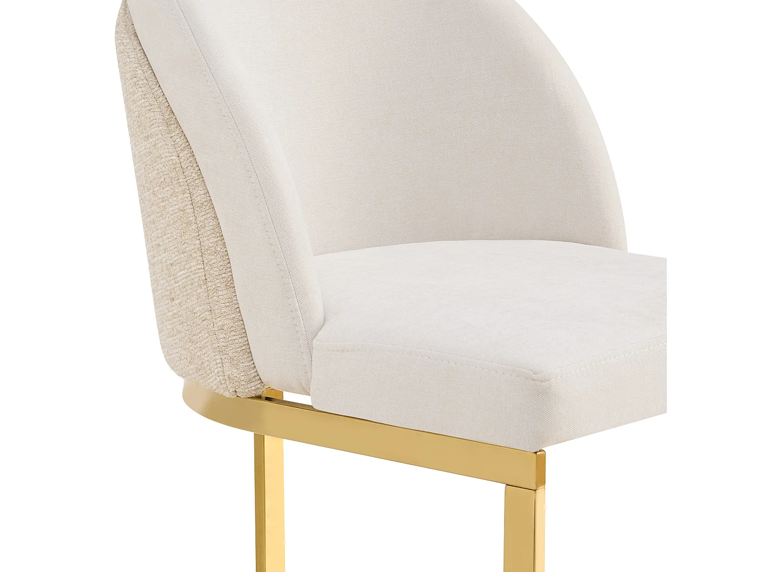 Lot de 6 chaises avec pieds en métal doré - Tissu en chenille beige