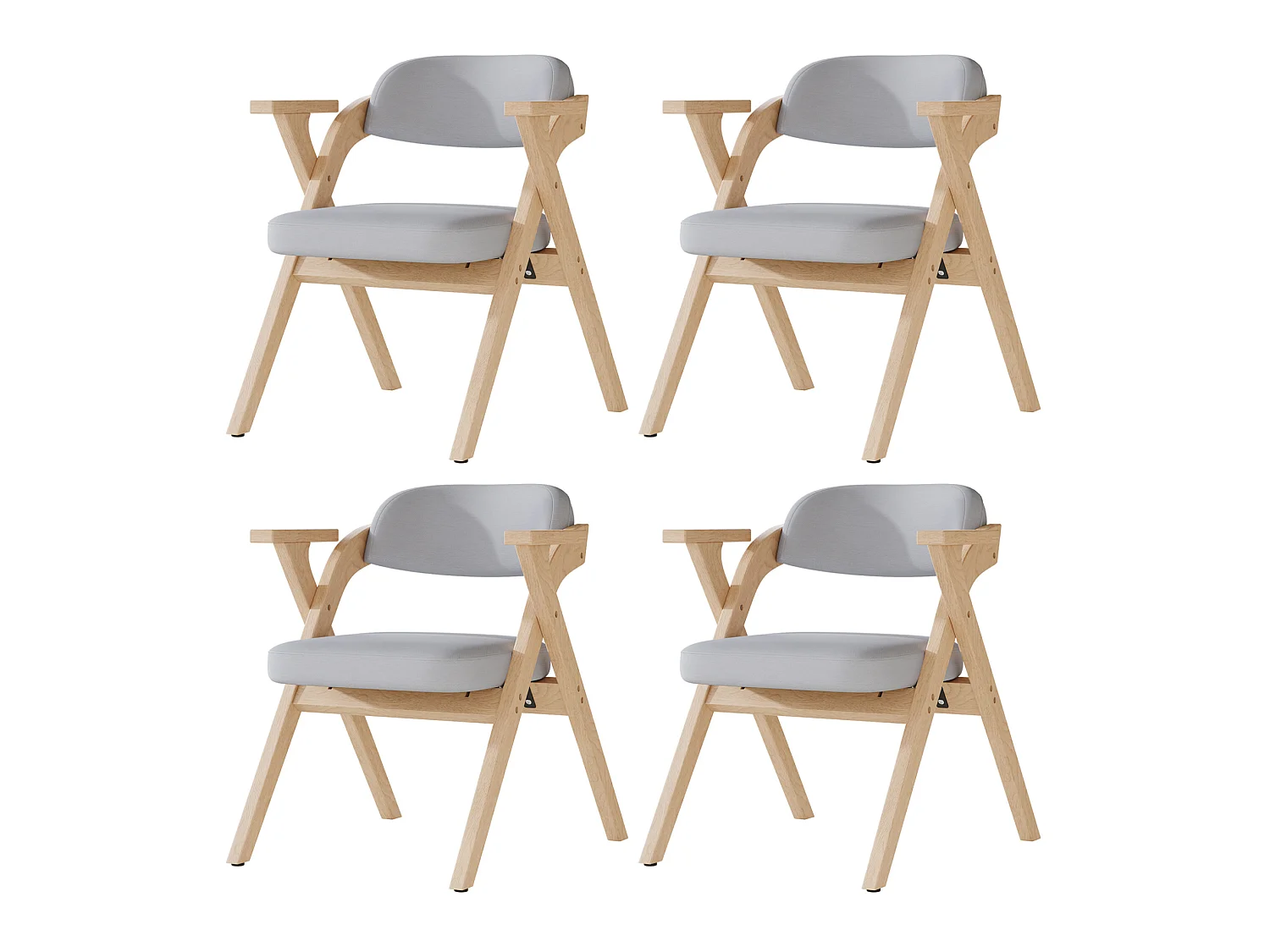 Set van 4 opklapbare stoelen in grijs linnen met armleuningen - Licht naturel