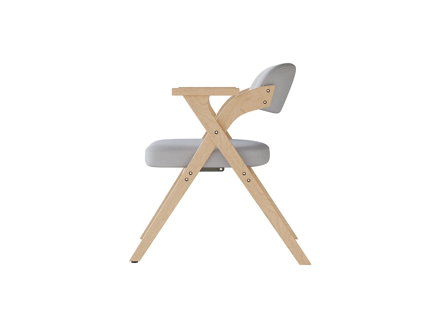 Set van 4 opklapbare stoelen in grijs linnen met armleuningen - Licht naturel
