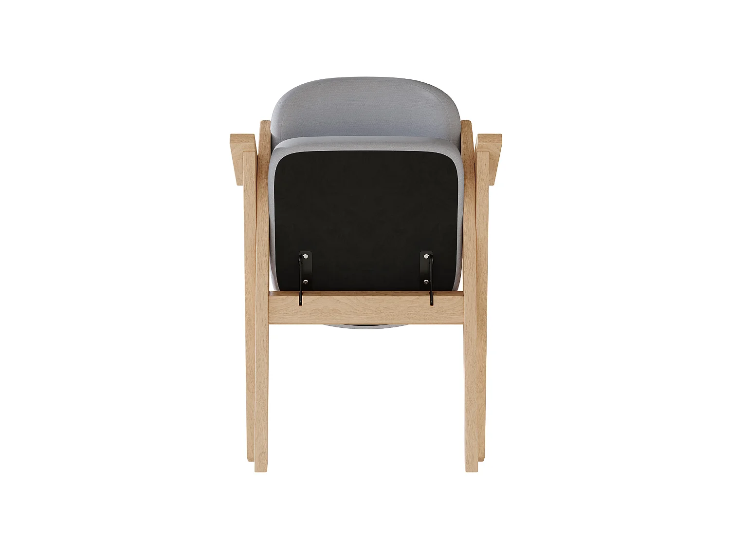 Set van 4 opklapbare stoelen in grijs linnen met armleuningen - Licht naturel