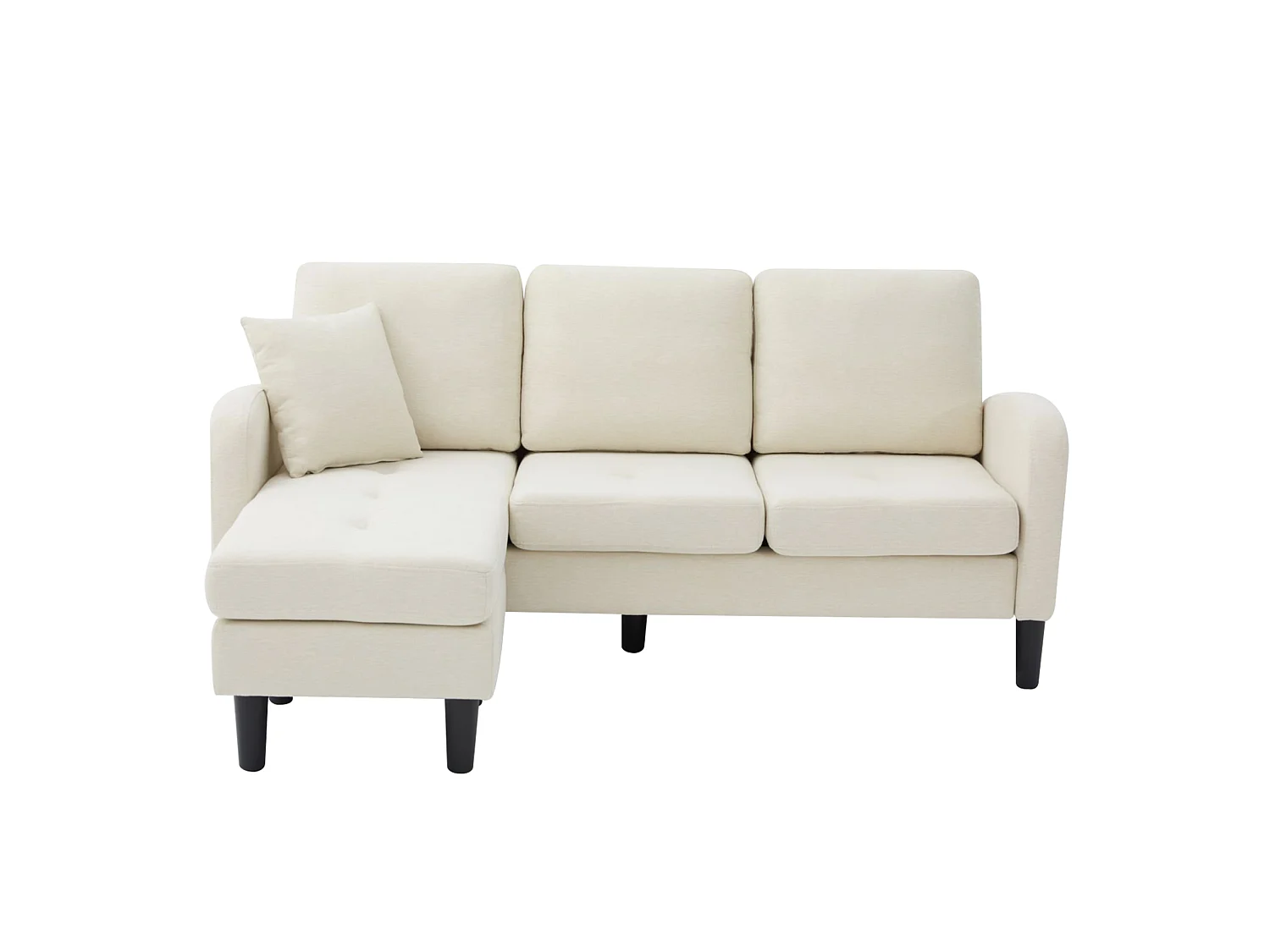 Canapé d'angle 3 places en L avec méridienne 166 x 118 x 77 cm – Tissu coton et lin beige clair