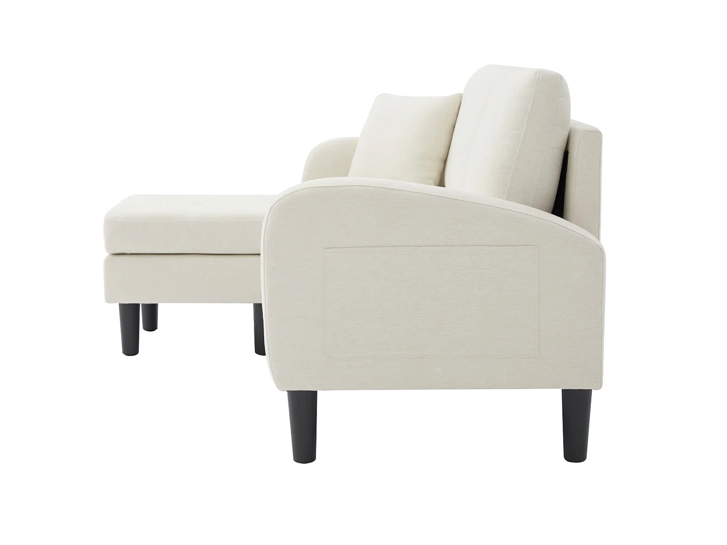 Canapé d'angle 3 places en L avec méridienne 166 x 118 x 77 cm – Tissu coton et lin beige clair