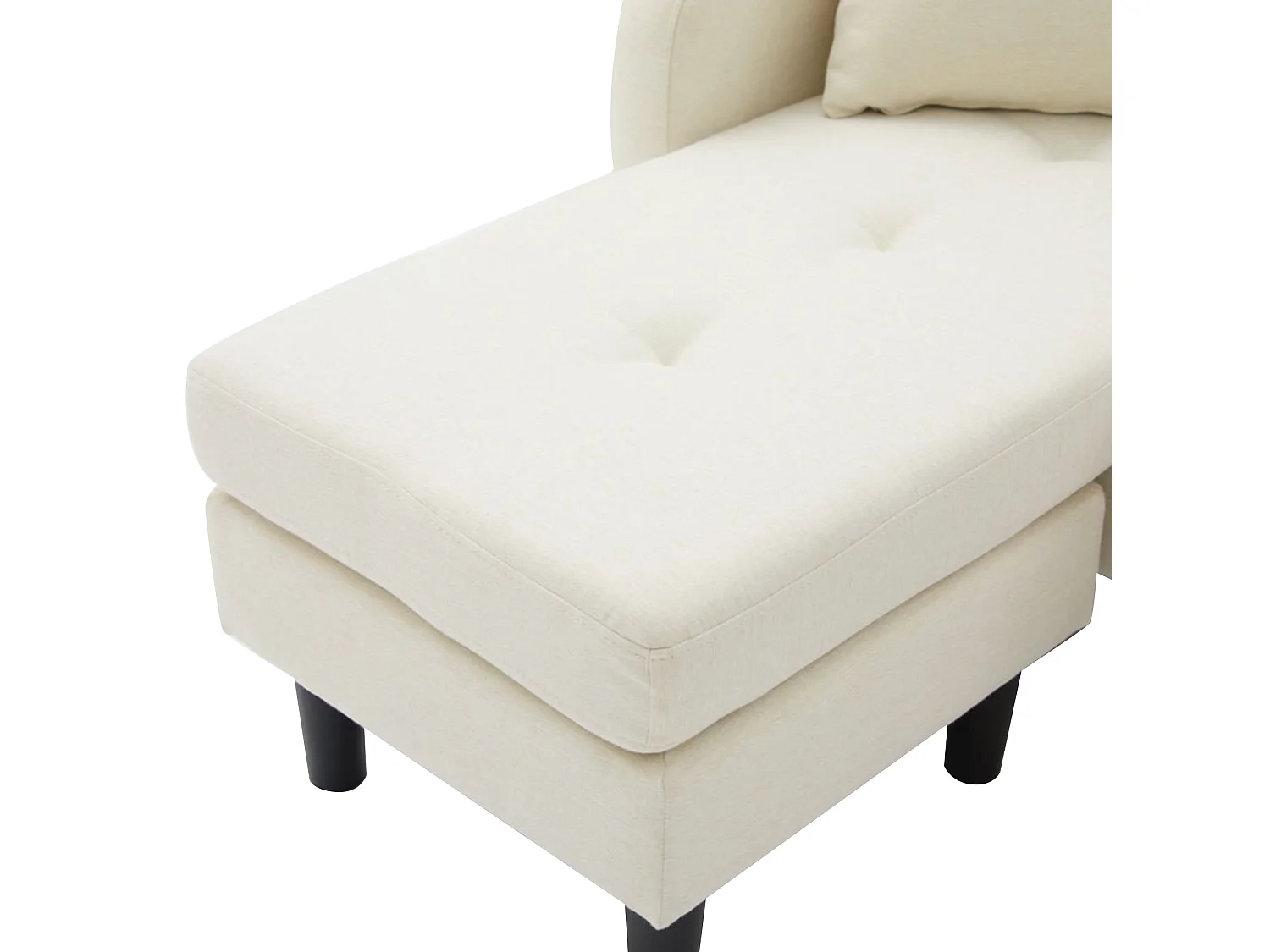 Canapé d'angle 3 places en L avec méridienne 166 x 118 x 77 cm – Tissu coton et lin beige clair
