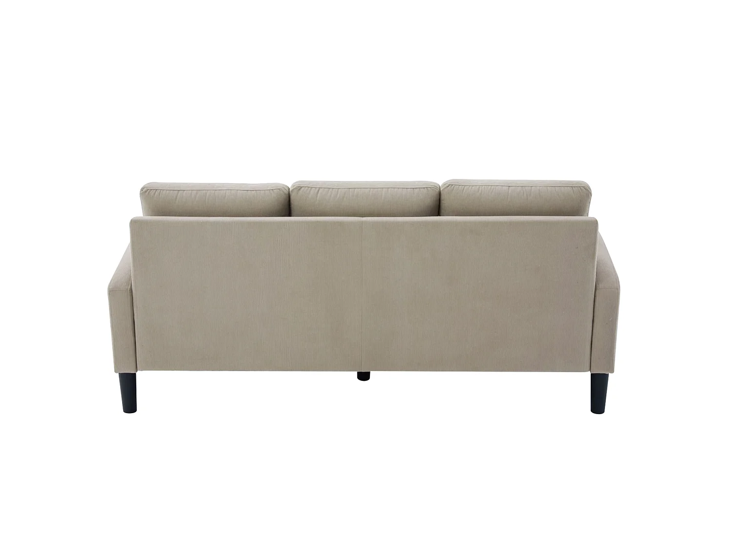 Canapé d'angle modulable 3 places 166 x 188 cm avec méridienne - Velours côtelé gris brunâtre