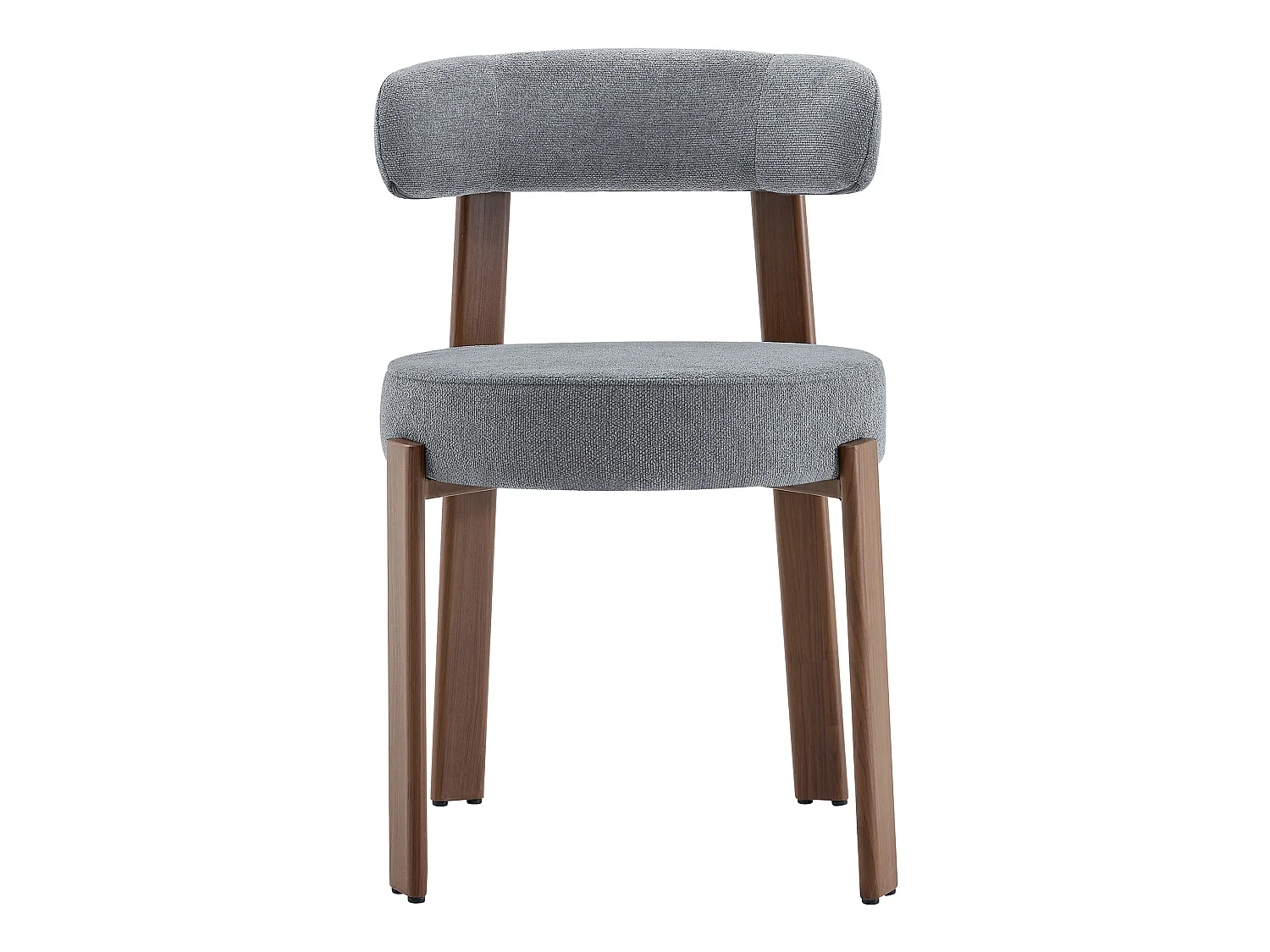 Set van 4 eetkamerstoelen met houten poten - Grijs linnen