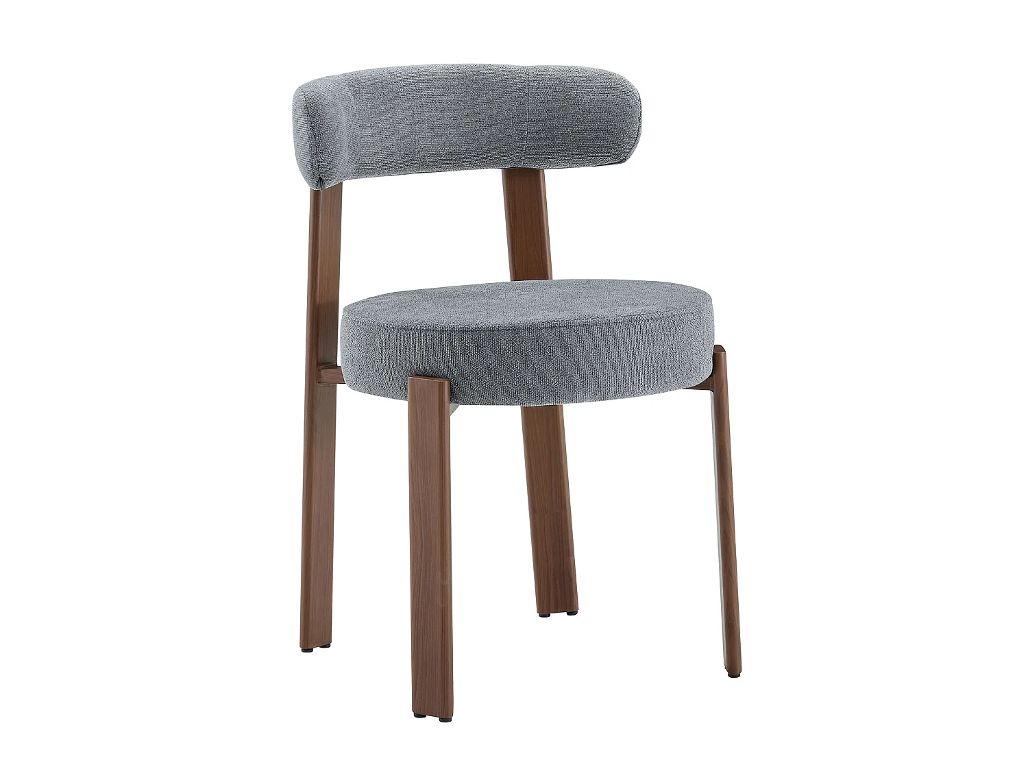 Set van 4 eetkamerstoelen met houten poten - Grijs linnen