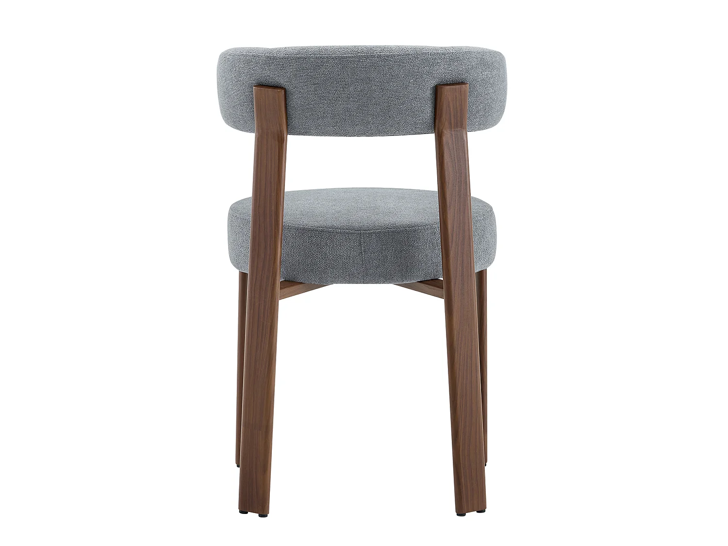 Set van 4 eetkamerstoelen met houten poten - Grijs linnen