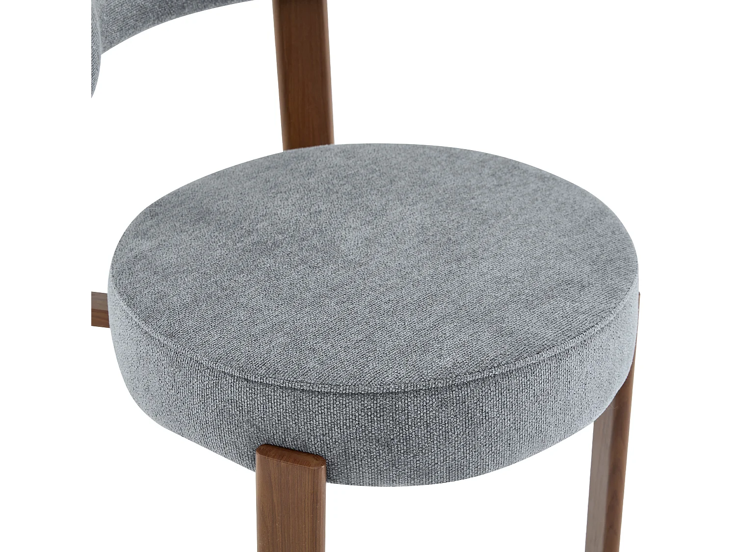 Set van 4 eetkamerstoelen met houten poten - Grijs linnen