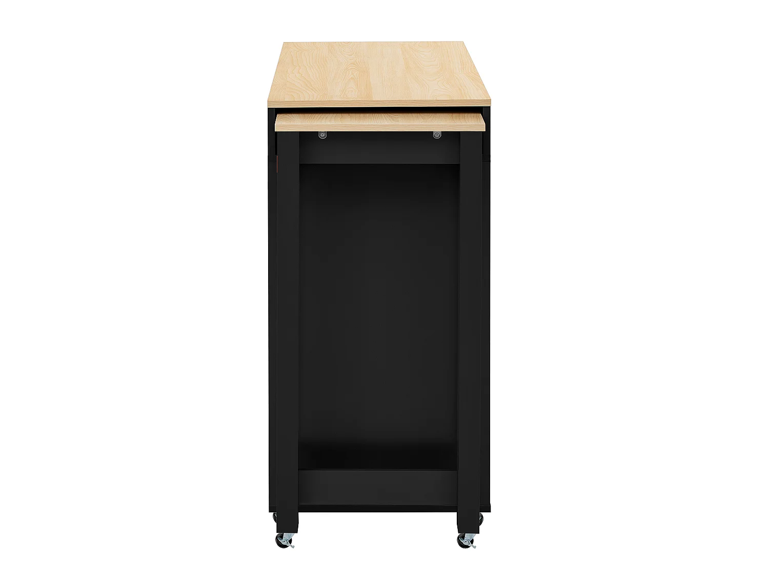 Îlot de cuisine sur roulettes avec extensible plateau, 3 tiroirs et 4 portes - Noir
