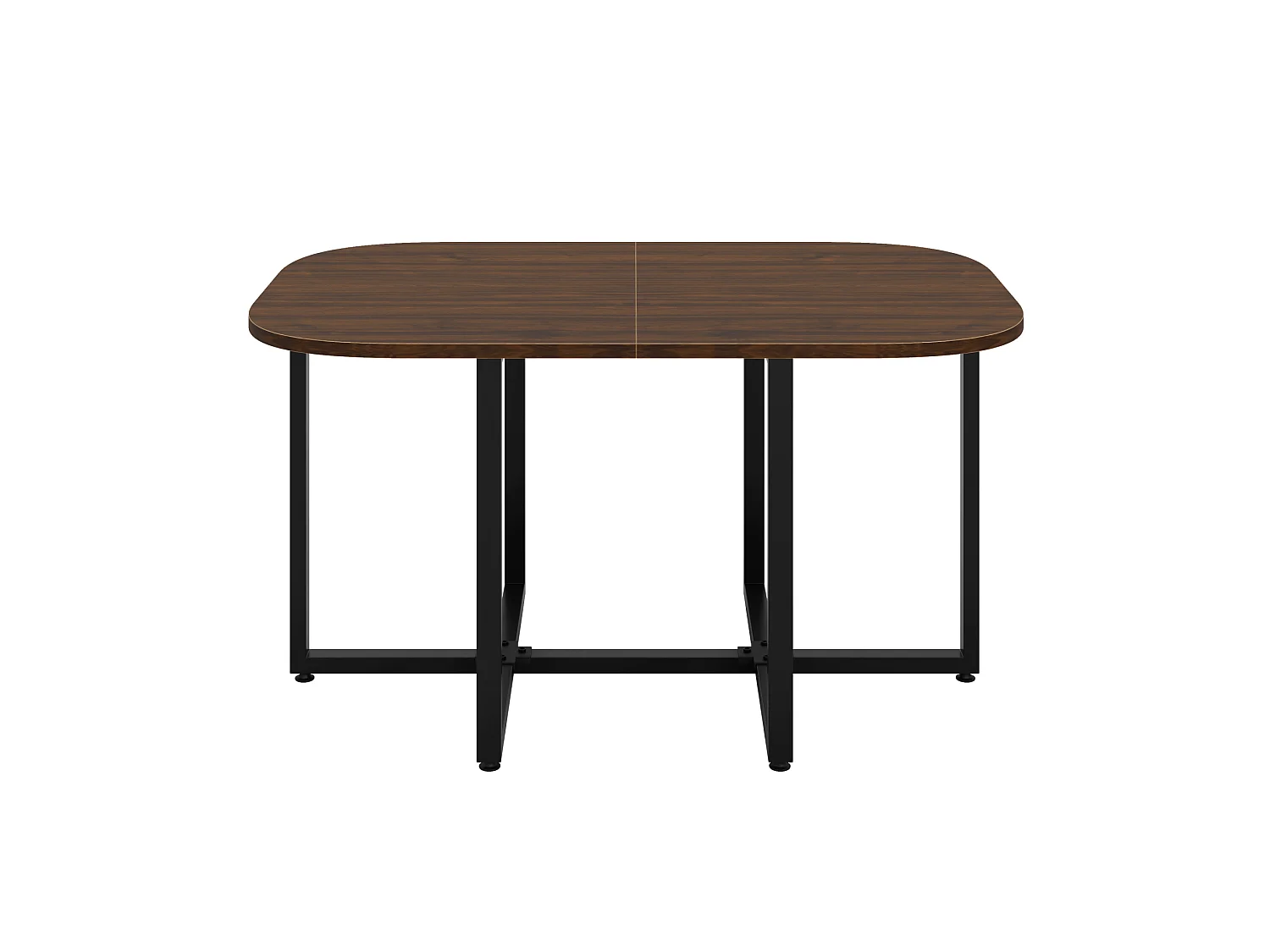 Ensemble table à manger noyer 140 x 90 cm + 6 chaises en lin gris