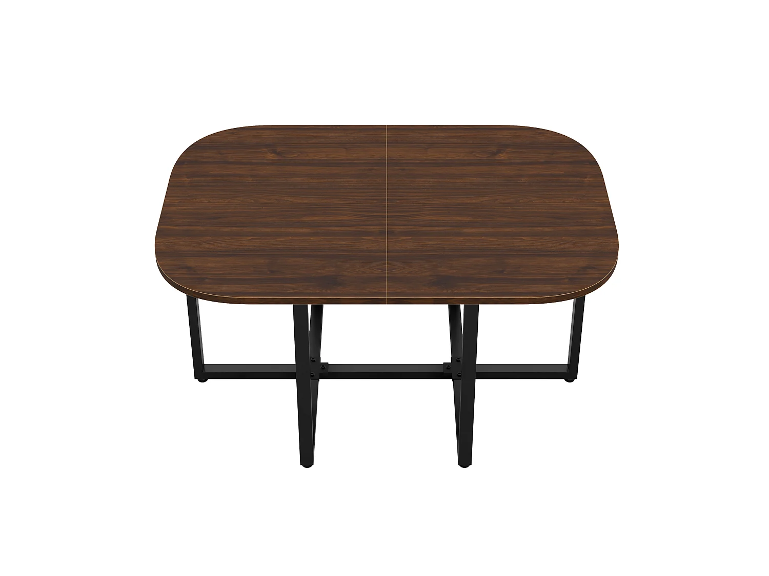 Ensemble table à manger noyer 140 x 90 cm + 6 chaises en lin gris