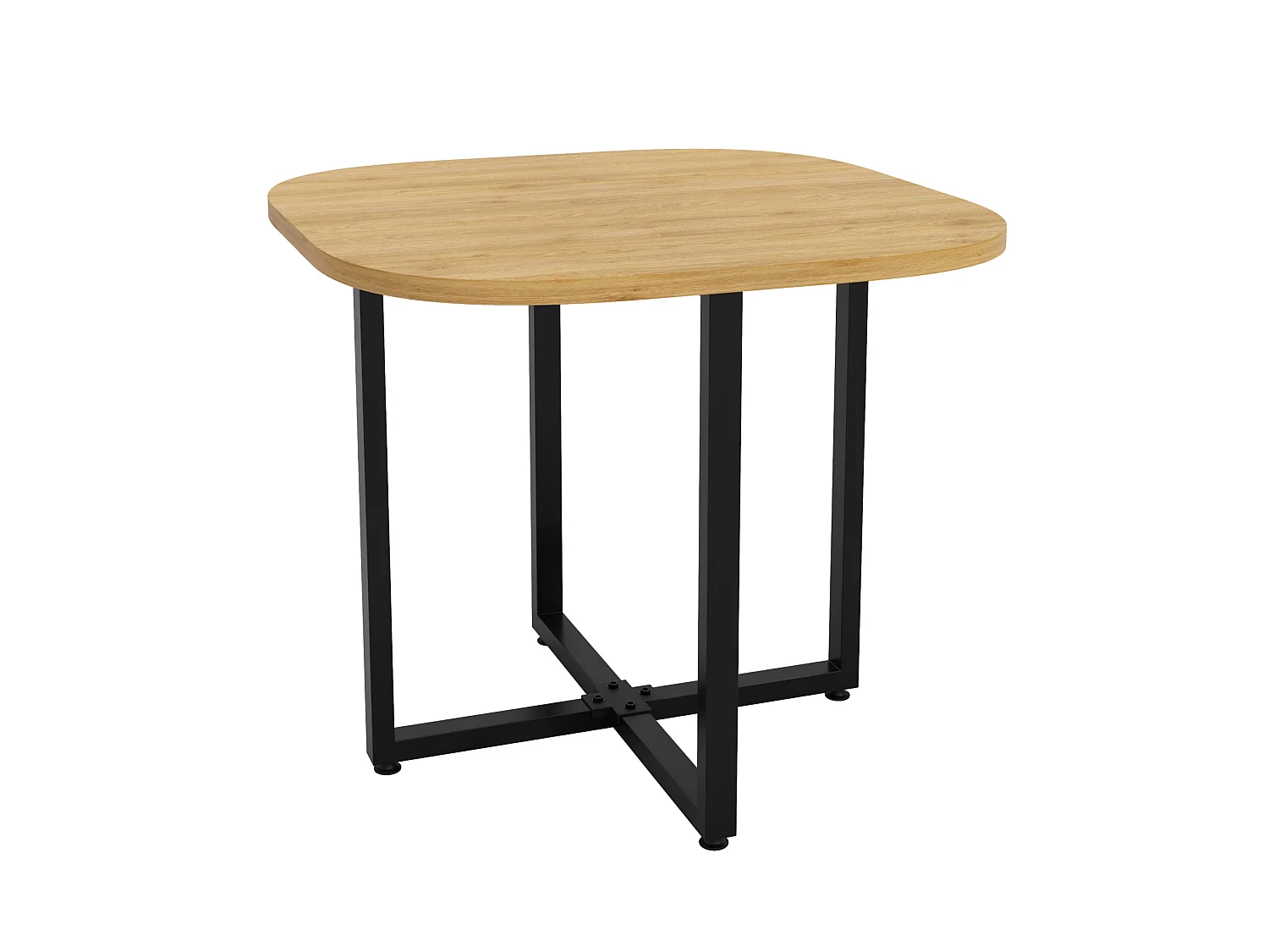 Ensemble table à manger 85 x 85 cm et 4 chaises en lin gris - Plateau bois clair
