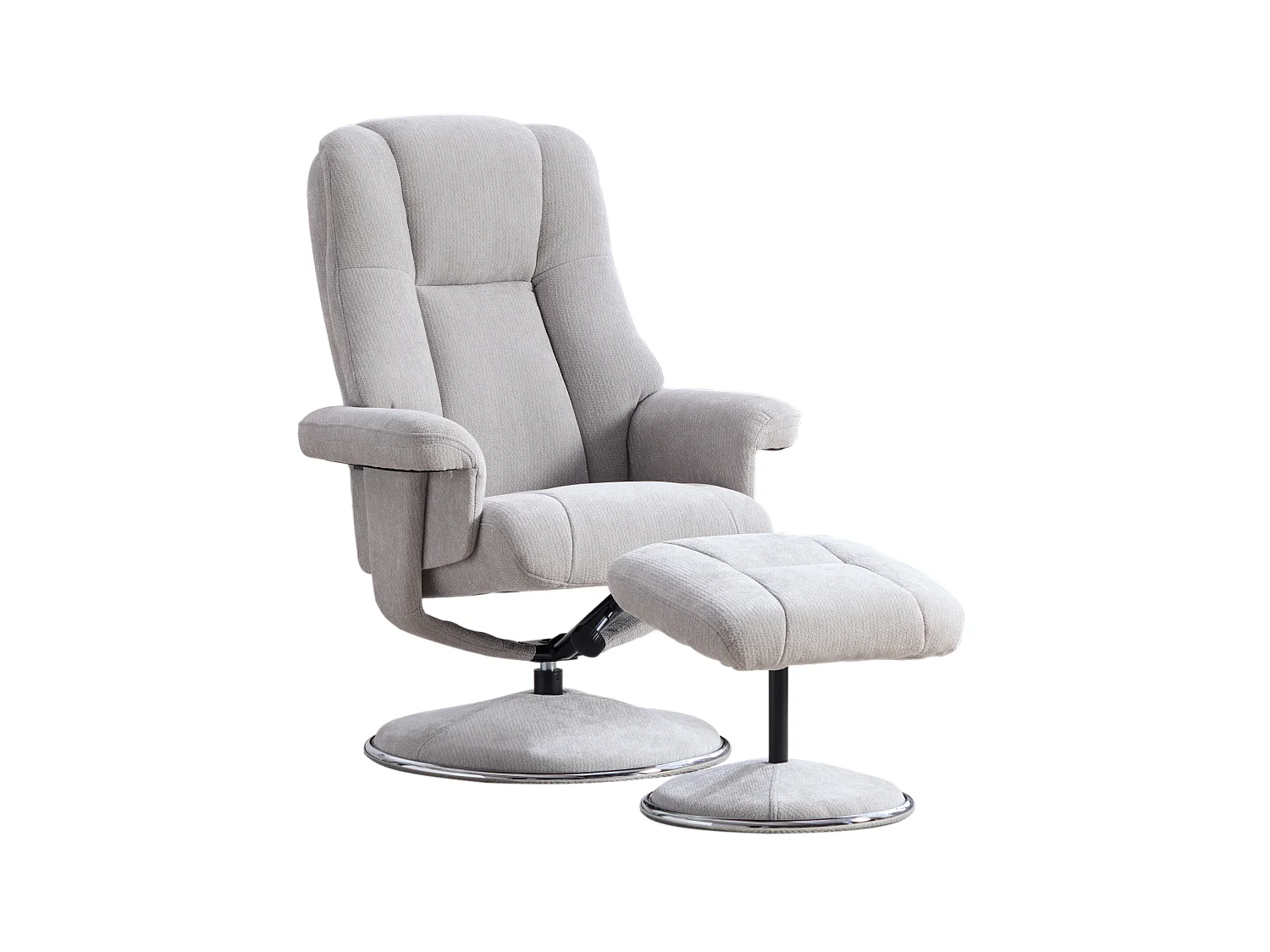Fauteuil relax pivotant en chenille gris - Fauteuil Inclinable avec repose-pieds et dossier réglable