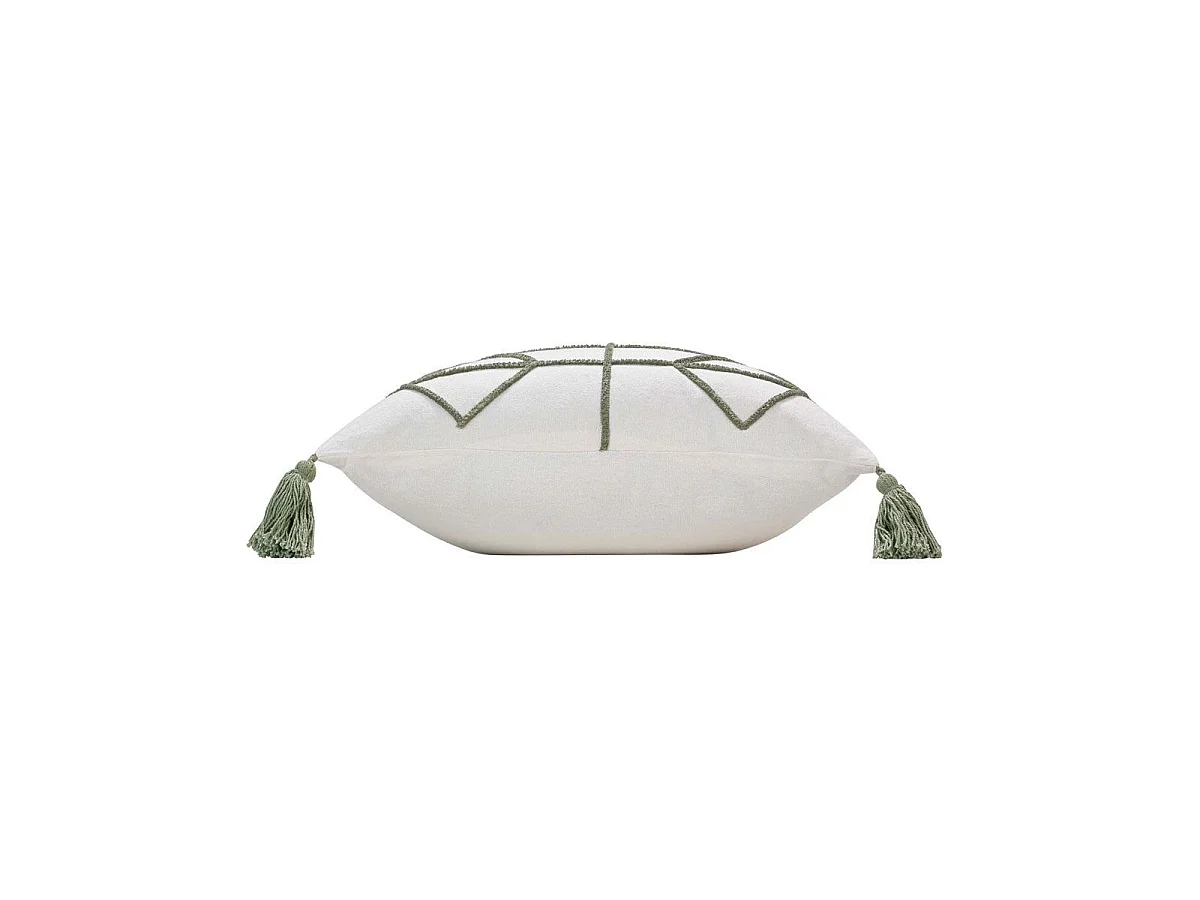 Housse de Coussin à Pompons "Soho" 40x40cm Naturel & Vert