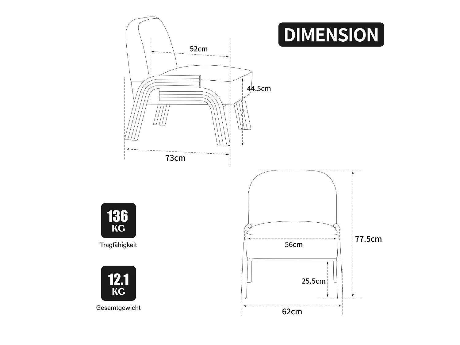 Fauteuil en tissu chenille avec structure en bois - Ivoire