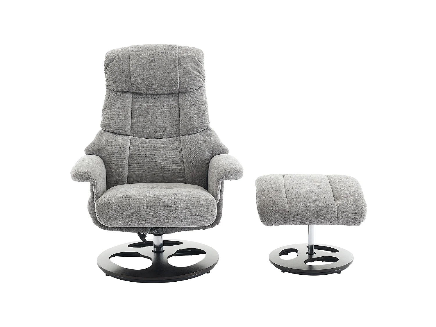 Fauteuil relax pivotant en tissu avec chauffant, massage et repose-pieds - Gris