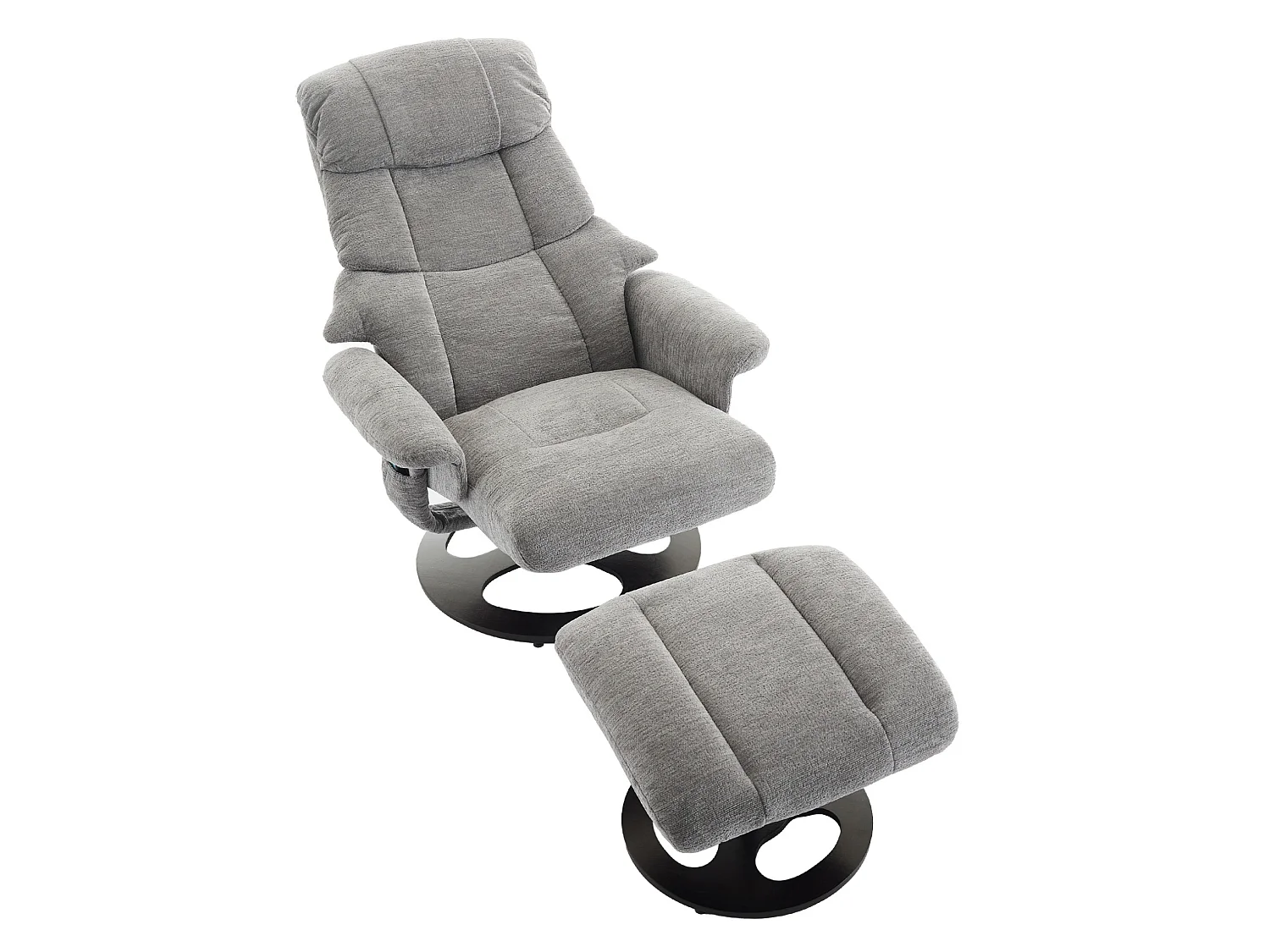 Fauteuil relax pivotant en tissu avec chauffant, massage et repose-pieds - Gris