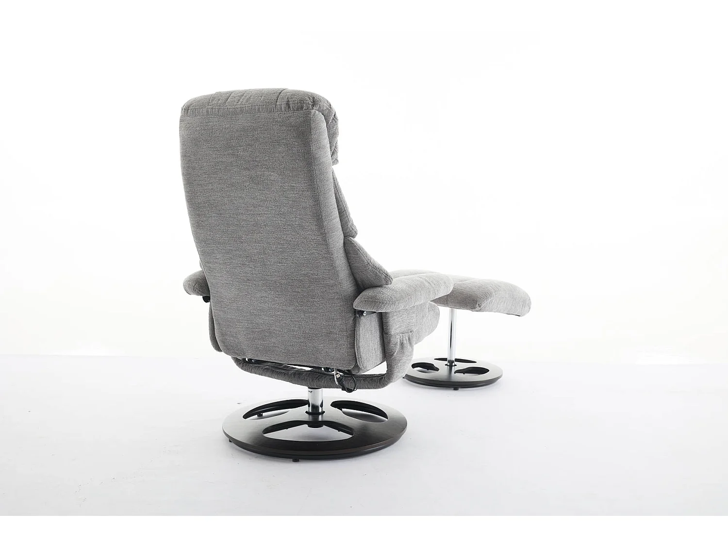 Fauteuil relax pivotant en tissu avec chauffant, massage et repose-pieds - Gris