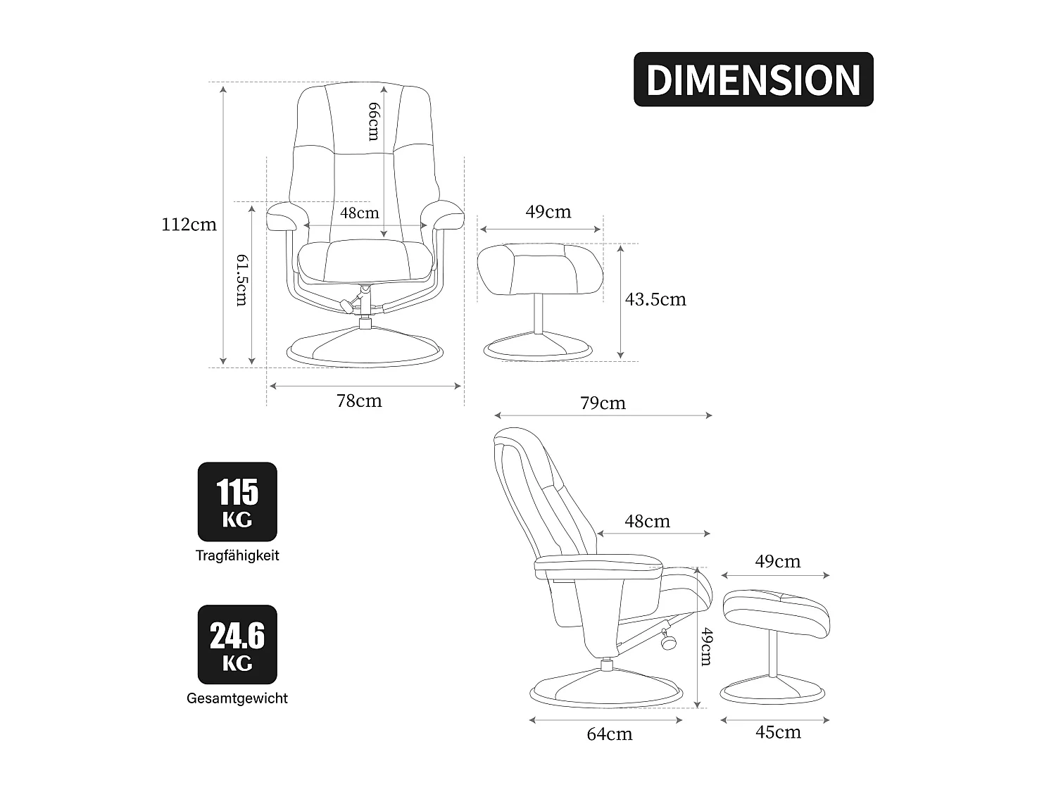 Fauteuil relax pivotant en chenille beige - Fauteuil Inclinable avec repose-pieds et dossier réglable