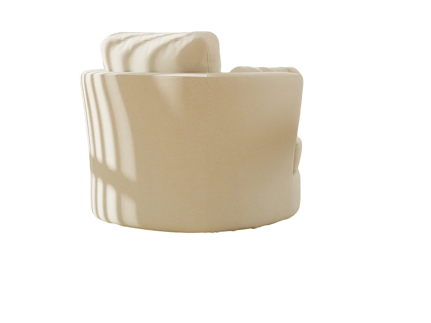 Poltrona girevole a 360° in ciniglia beige con 3 cuscini