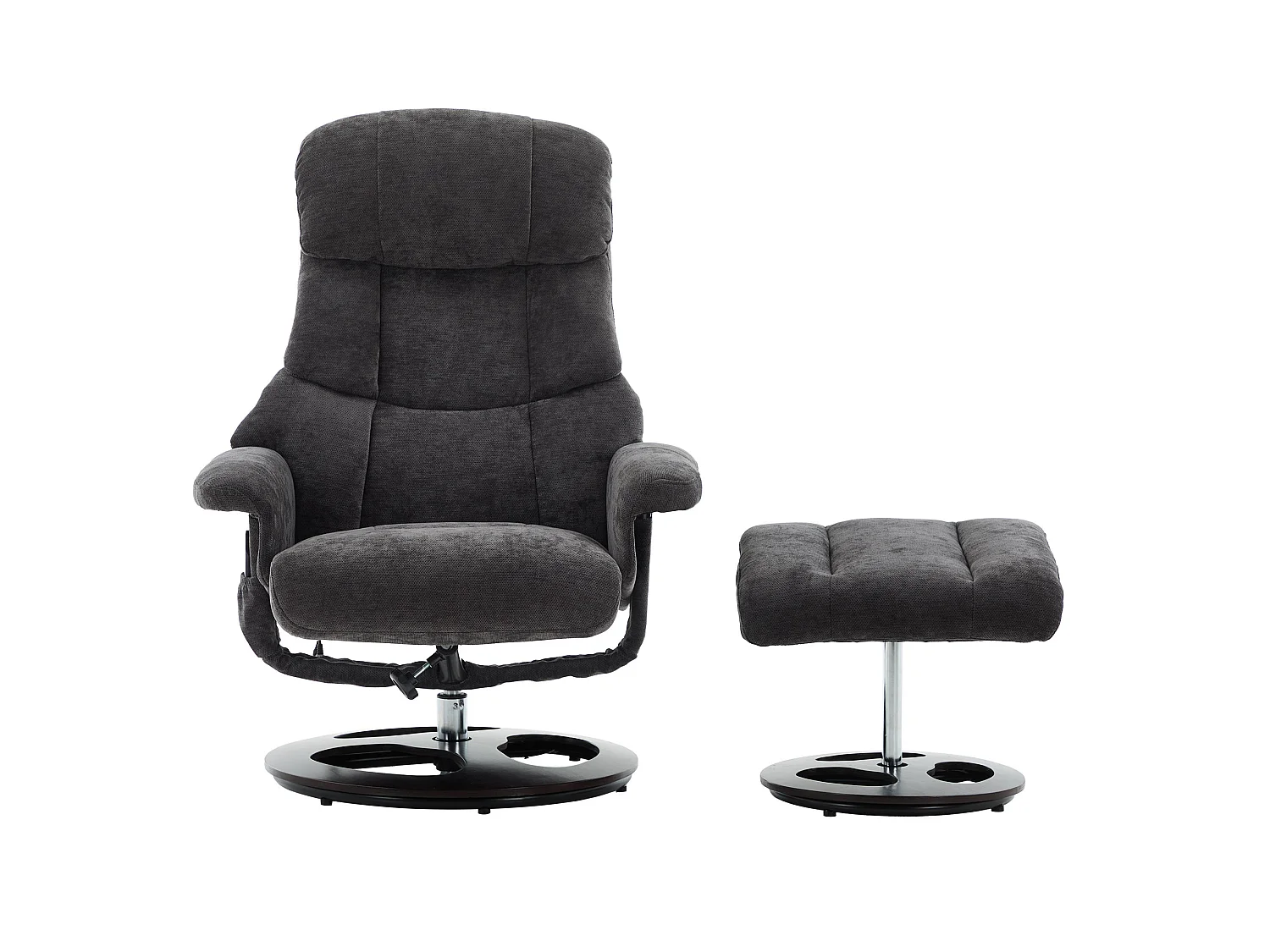 Sillón reclinable giratorio de tela con calefacción, masaje y reposapiés - Gris oscuro