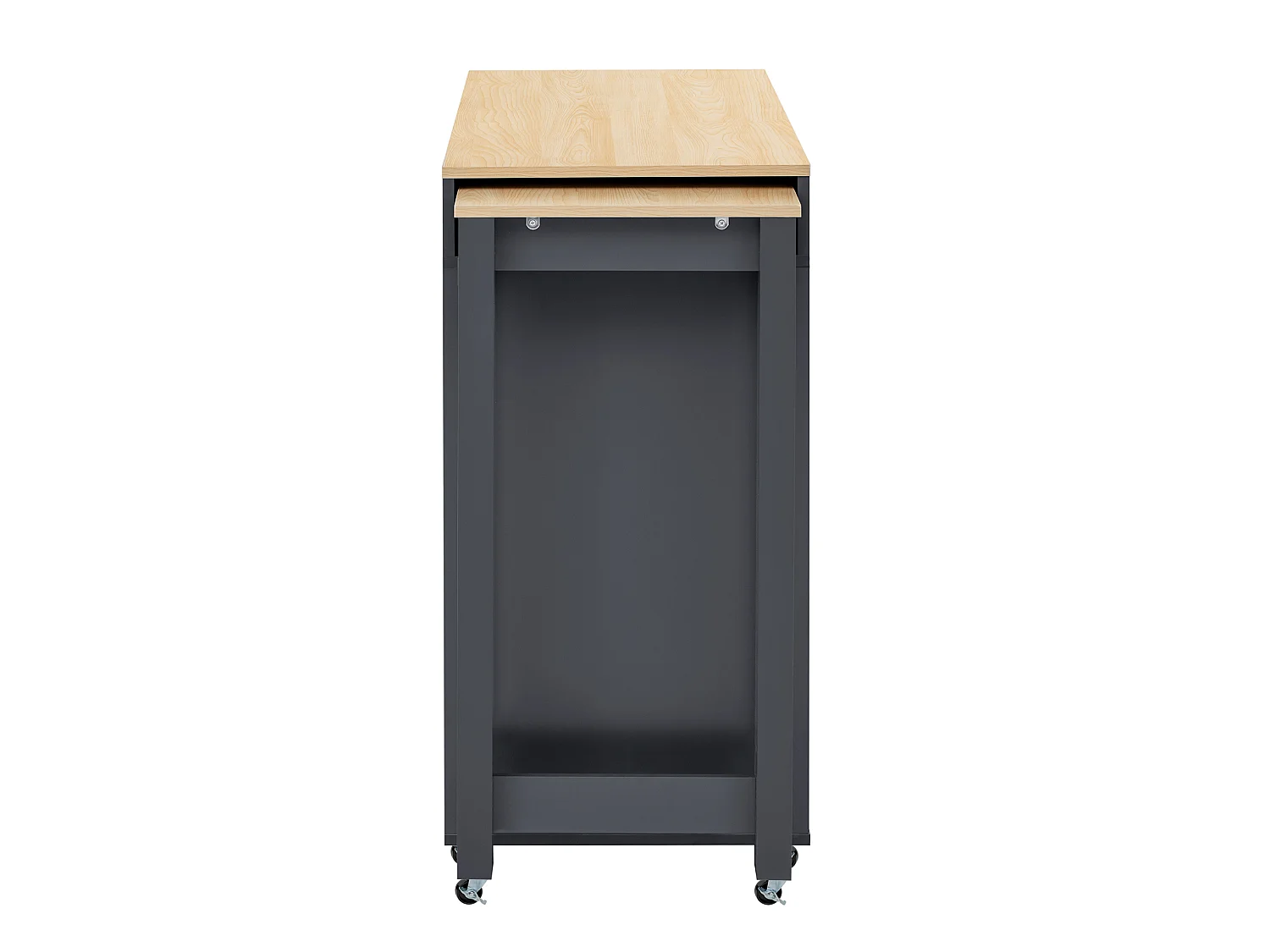 Îlot de cuisine sur roulettes avec extensible plateau, 3 tiroirs et 4 portes - Gris
