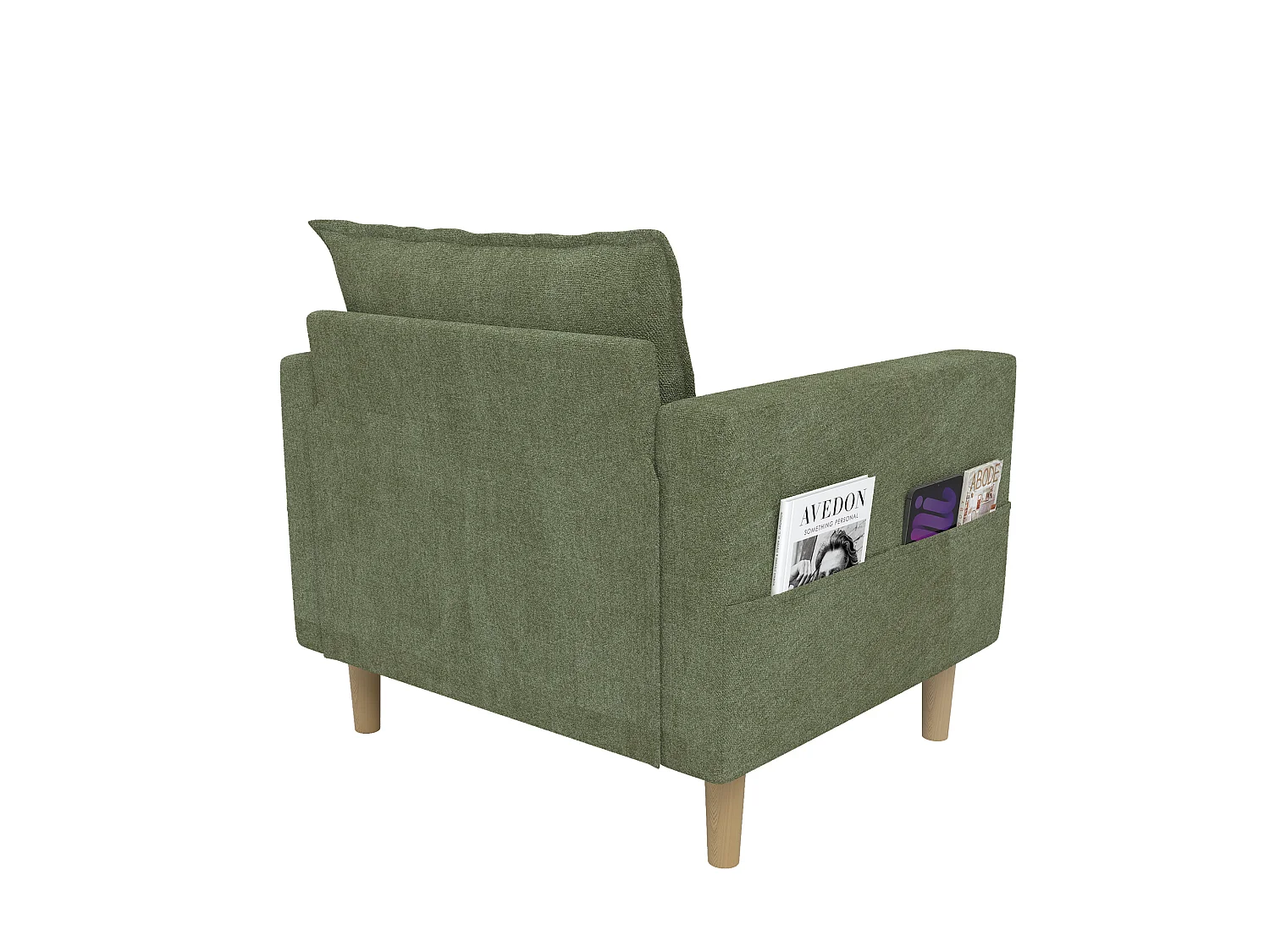 Poltrona in ciniglia con tasche portaoggetti - Verde oliva