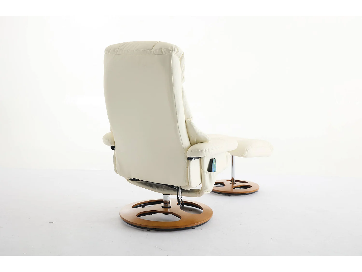 Sillón reclinable giratorio de tela con calefacción, masaje y reposapiés - Blanco PU
