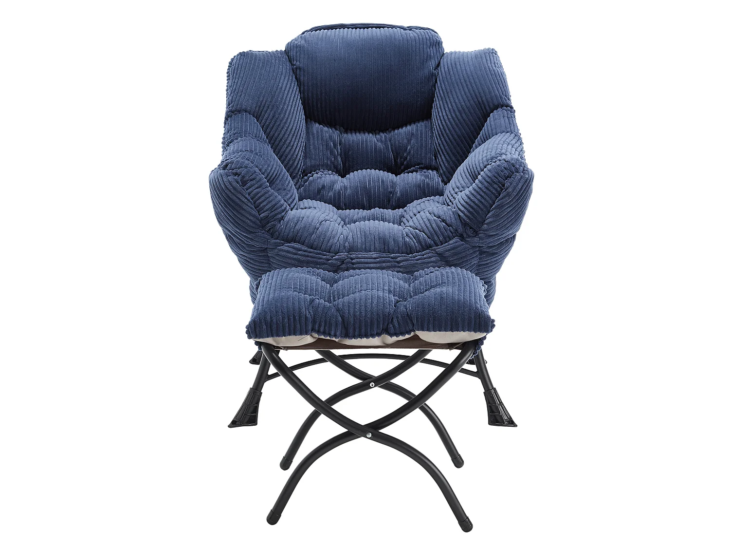 Fauteuil met voetensteun - Stalen frame - Marineblauwe stof