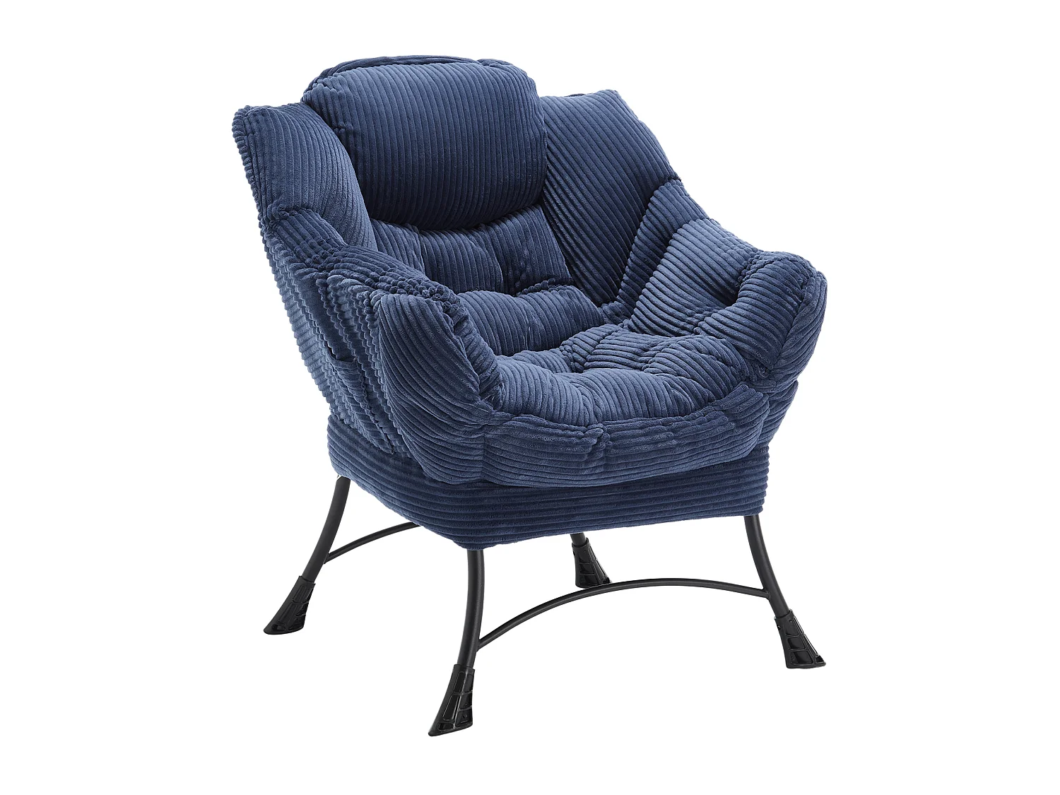 Fauteuil met voetensteun - Stalen frame - Marineblauwe stof
