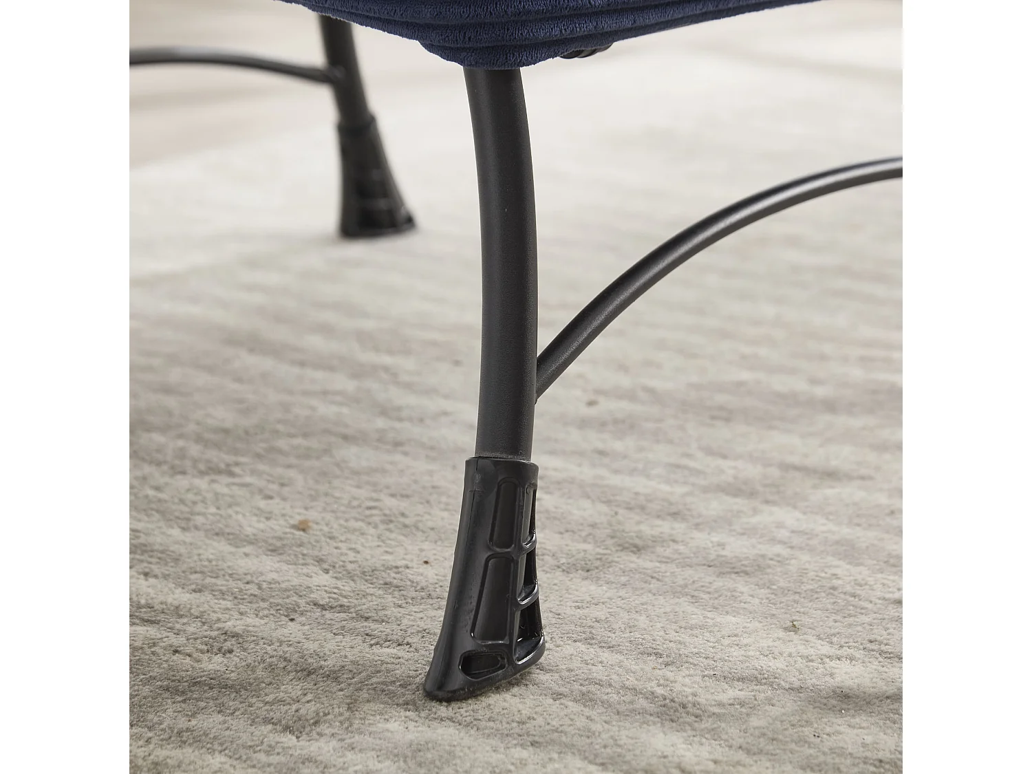 Fauteuil met voetensteun - Stalen frame - Marineblauwe stof