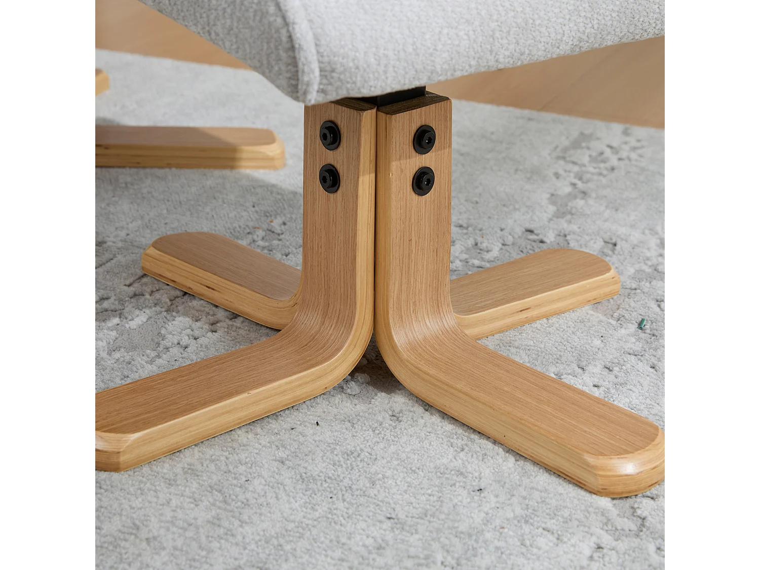 Fauteuil relax pivotant gris en chenille avec repose-pieds - Dossier réglable 145°