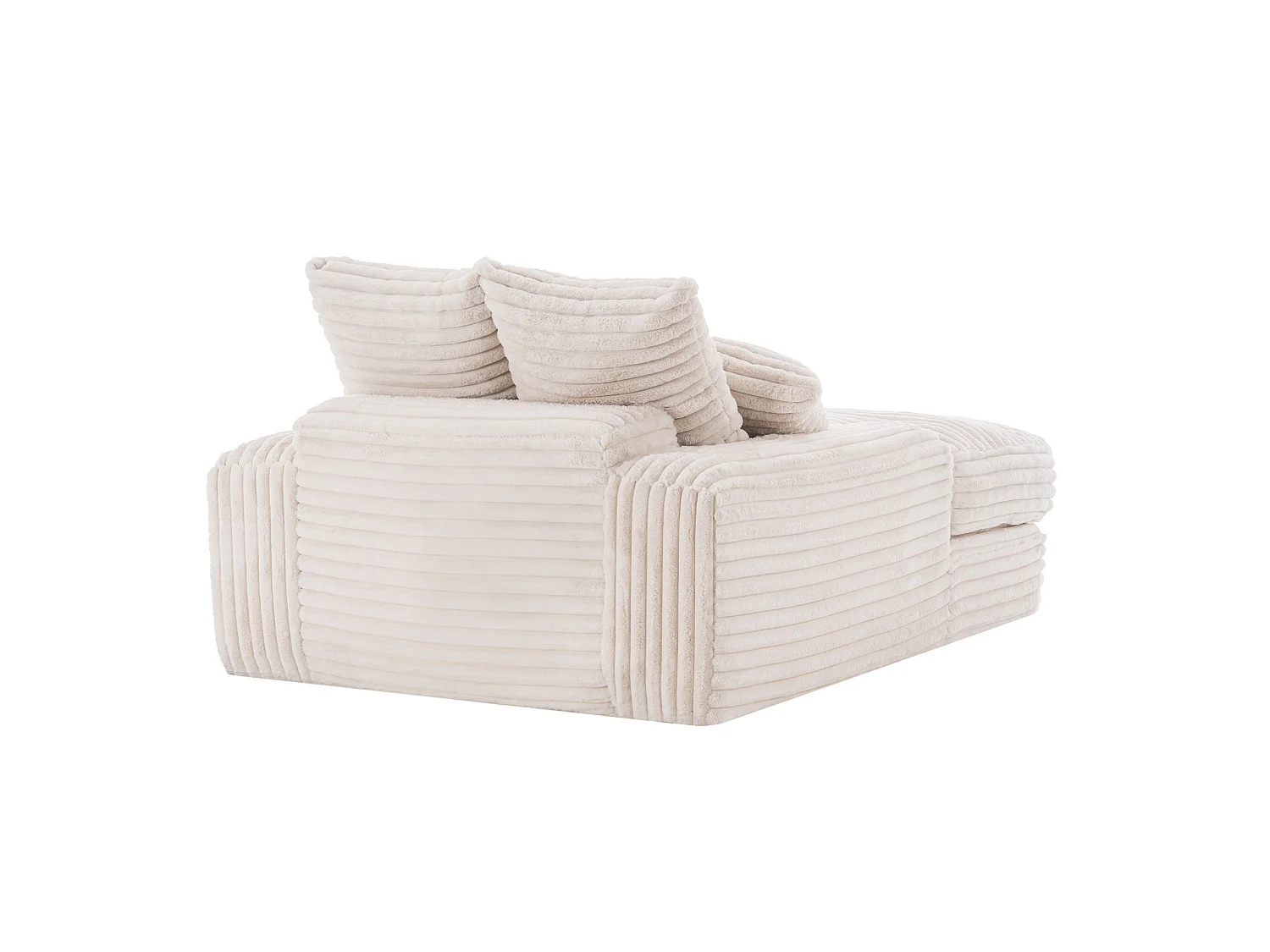 Chaise longue in velluto a coste beige, 135 x 165 cm, con 4 cuscini, non richiede montaggio