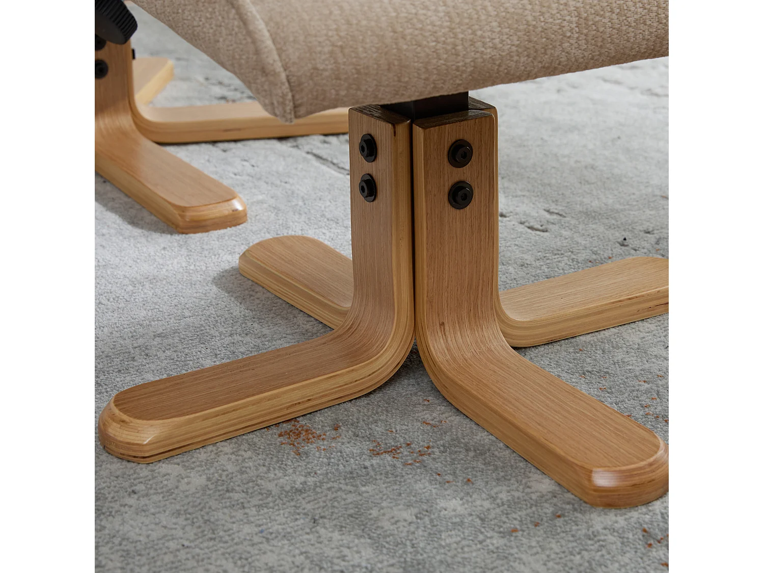 Fauteuil relax pivotant taupe en chenille avec repose-pieds - Dossier réglable 145°