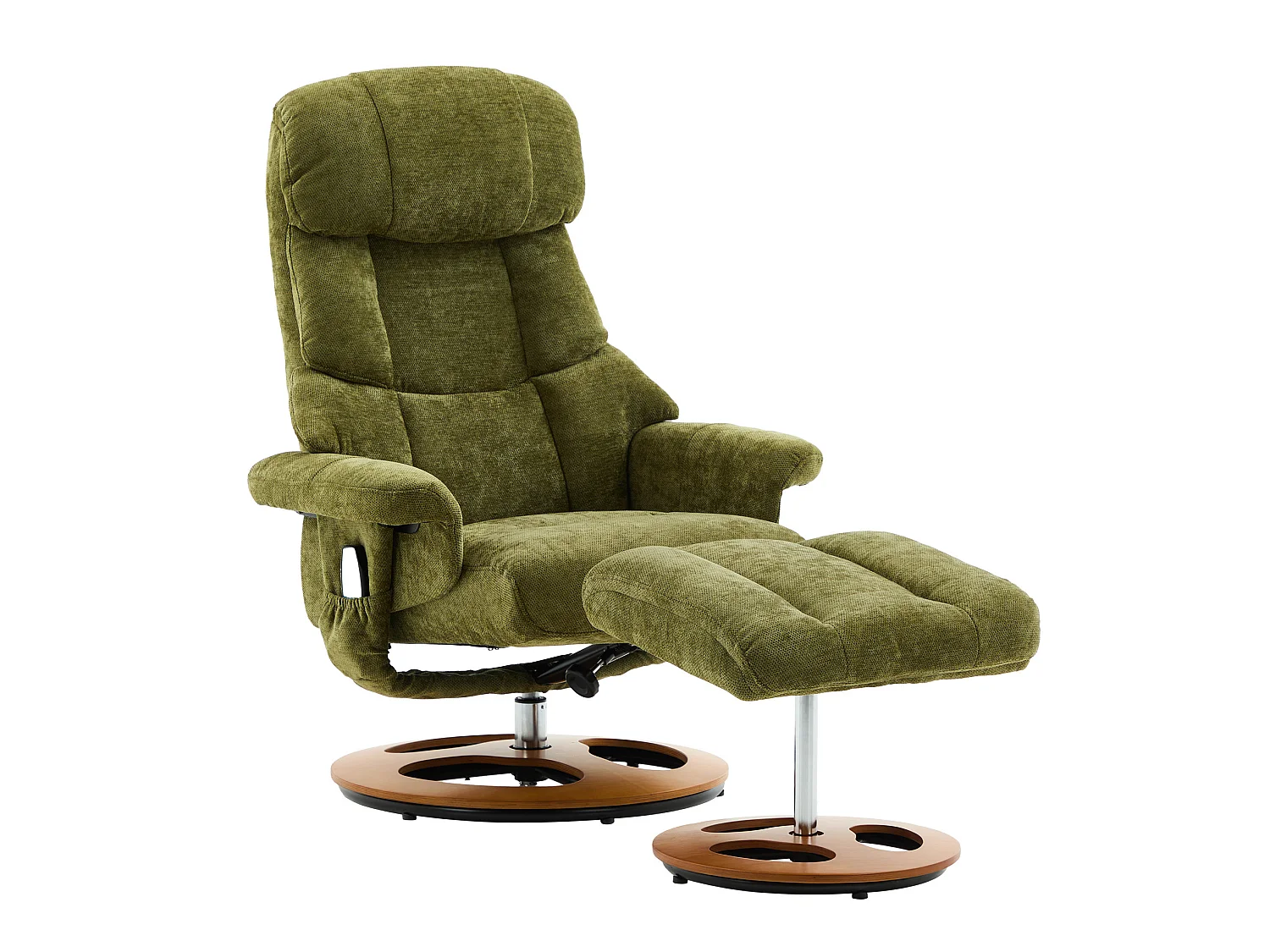 Sillón reclinable giratorio de tela con calefacción, masaje y reposapiés - Verde