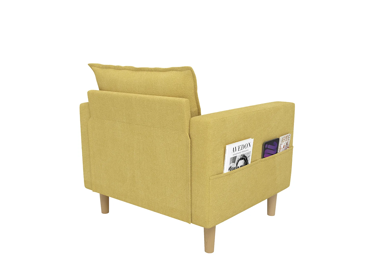 Poltrona in ciniglia con tasche portaoggetti - Giallo senape