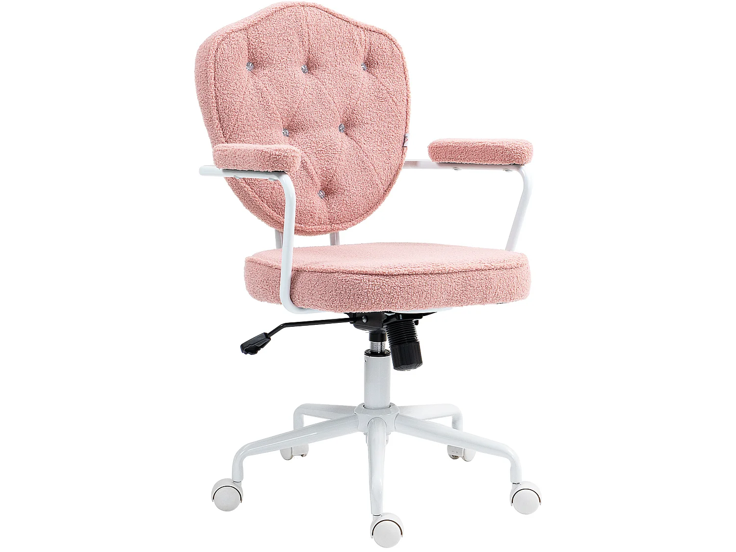 Chaise de bureau pivotante en tissu avec hauteur réglable - Rose