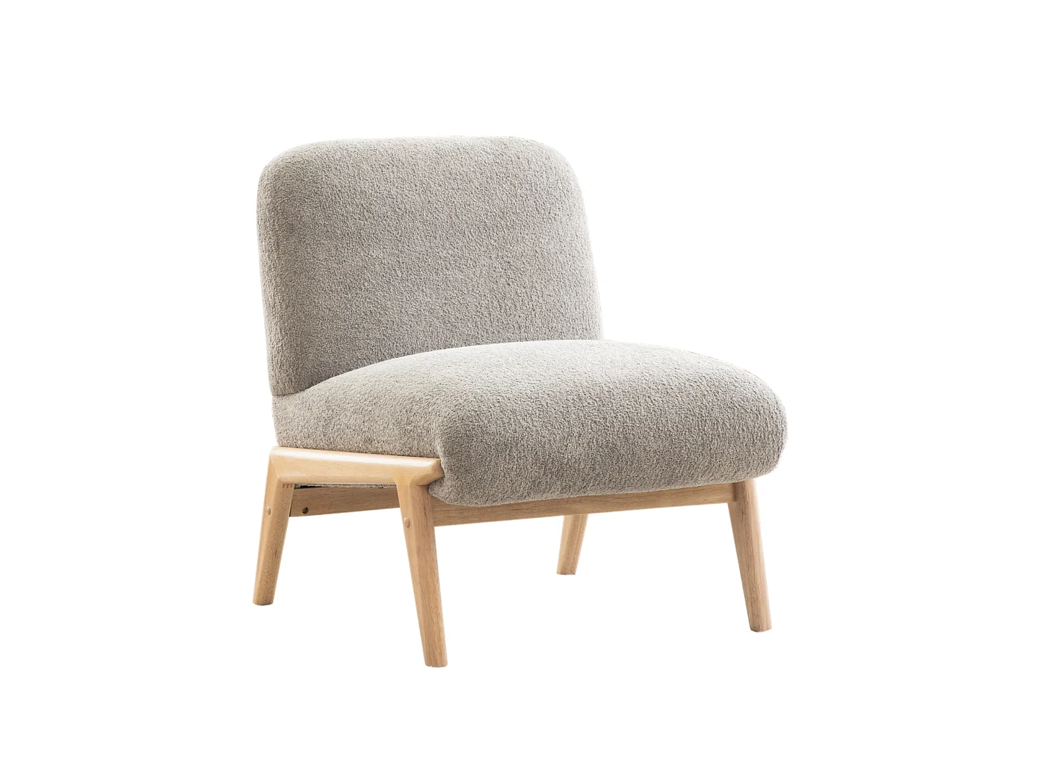 Poltrona 74x61,5x76 cm in ciniglia grigia con gambe in legno - Senza braccioli