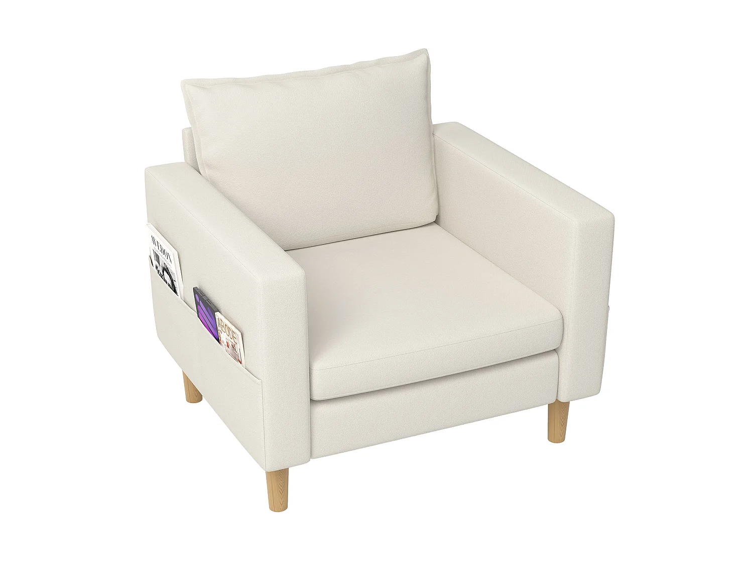 Poltrona in ciniglia con tasche portaoggetti - Beige